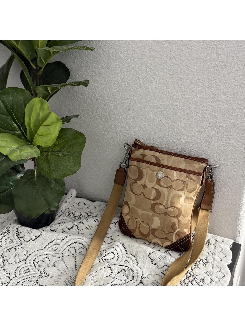 Coach brown and beige crossbody bag